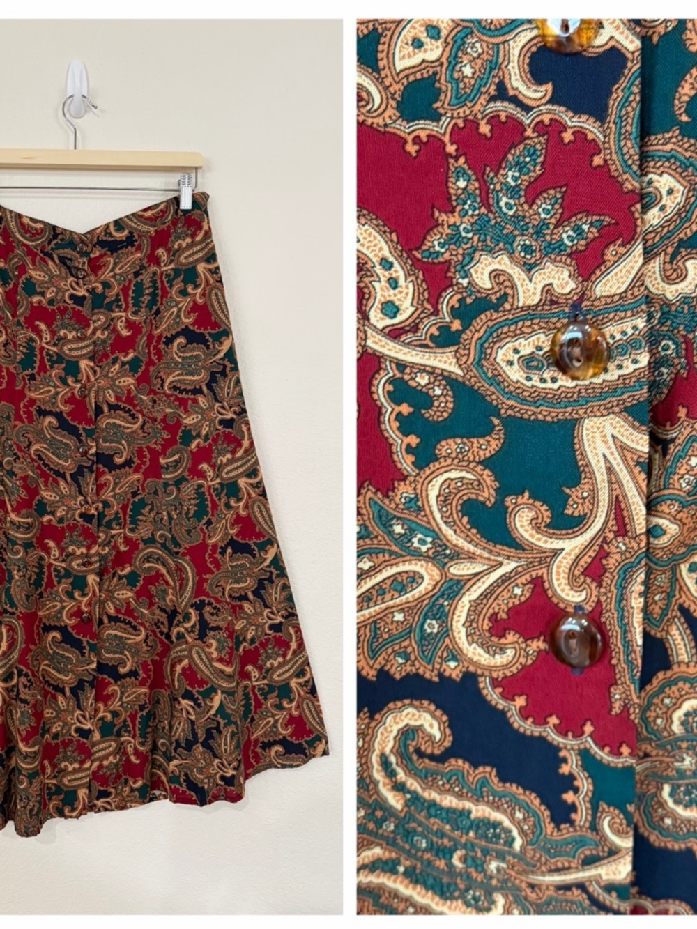 Vintage Koret Paisley A-Line Skirt 100% Rayon W003